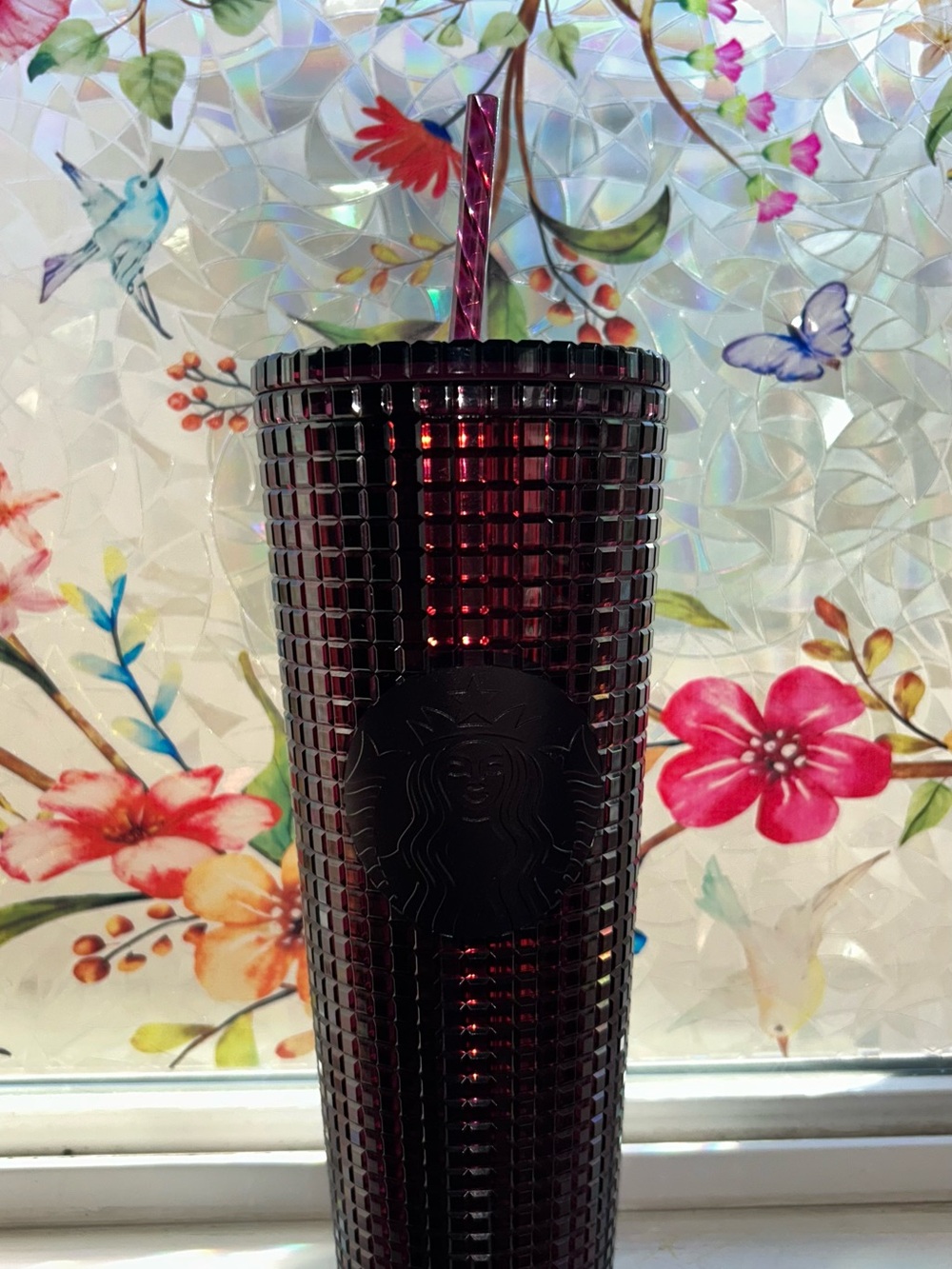 Starbucks Berry Plum Grid Disco Cold Cup Tumbler